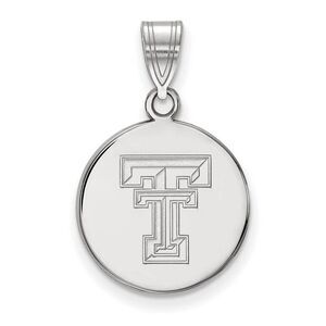10k White Gold Texas Tech U. Medium Disc Pendant
